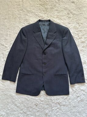 Armani Collezioni Men’s Suit Jacket 100% Wool Button Front Black Gray Sz 38C